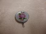 Vintage Silver Enamel Photo Locket Rose 3cm