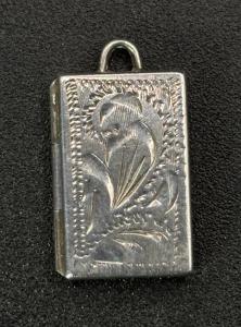 Vintage Sterling Silver Hallmarked Square Locket Pendant