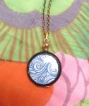 Victorian Black Lacquer Locket Necklace