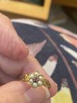Vintage 9ct Gold Georgian Ruby & Pearl Daisy Ring
