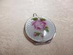 Vintage Silver Enamel Photo Locket Rose 3cm