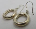 Vintage Art Deco Sterling Silver Hoop Earrings
