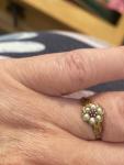 Vintage 9ct Gold Georgian Ruby & Pearl Daisy Ring