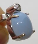 Vintage Art Deco Blue Chalcedony White Gold Earrings