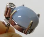 Vintage Art Deco Blue Chalcedony White Gold Earrings