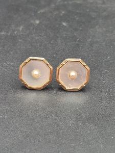 Art Deco 9ct Gold Enamel Pearl Stud Earrings