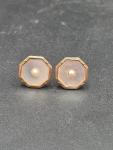 Art Deco 9ct Gold Enamel Pearl Stud Earrings
