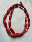 Crimson Red Antique Bohemian Glass Beads Necklace