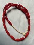 Crimson Red Antique Bohemian Glass Beads Necklace