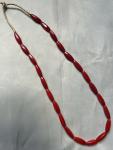 Crimson Red Antique Bohemian Glass Beads Necklace