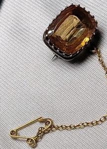 Victorian Silver Citrine Miniature Brooch