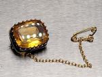 Victorian Silver Citrine Miniature Brooch