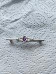 Elegant Vintage Sterling Silver Amethyst Brooch