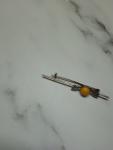 800 Silver Egg Yolk Amber Brooch - Hallmarked