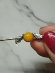 800 Silver Egg Yolk Amber Brooch - Hallmarked