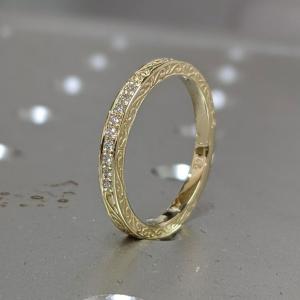 Vintage Diamond Filigree Wedding Band in 14K Gold