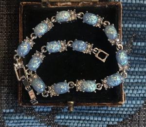 Silver Plated Vintage Opal Bracelet
