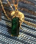 Emerald Leopard Necklace in Vintage 18K Gold