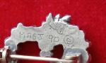 Vintage Pewter Hummingbird & Flowers Heart Brooch