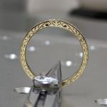 Vintage Diamond Filigree Wedding Band in 14K Gold