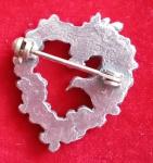 Vintage Pewter Hummingbird & Flowers Heart Brooch