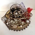 Mystery Glam Antique Jewelry Lot in Art Deco Dish