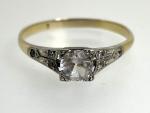 Art Deco 18ct Gold White Sapphire Solitaire Ring