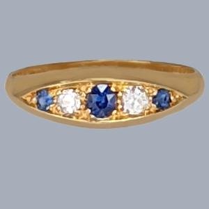 Sapphire and Diamond Five-Stone Ring in Gold