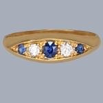 Sapphire and Diamond Five-Stone Ring in Gold