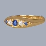 Sapphire and Diamond Five-Stone Ring in Gold
