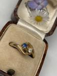 Antique 18ct Gold Diamond & Sapphire Toi Et Moi Ring