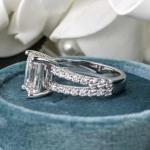Emerald Moissanite Split Shank Engagement Ring
