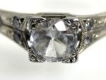 Art Deco 18ct Gold White Sapphire Solitaire Ring