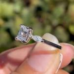 Emerald Cut Moissanite Three Stone Engagement Ring