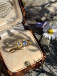 Antique 18ct Gold Diamond & Sapphire Toi Et Moi Ring