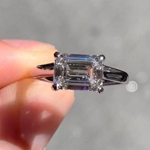 Emerald Cut Moissanite Engagement Ring in White Gold