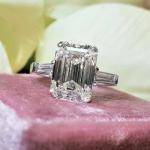 Emerald Cut Moissanite Three Stone Engagement Ring