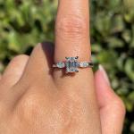 Emerald Cut Moissanite Three Stone Engagement Ring