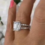 Emerald Moissanite Split Shank Engagement Ring