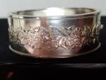 Victorian 1884 Sterling Silver Floral Hinged Bangle
