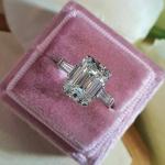 Emerald Cut Moissanite Three Stone Engagement Ring
