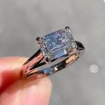 Emerald Cut Moissanite Engagement Ring in White Gold
