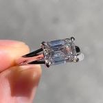 Emerald Cut Moissanite Engagement Ring in White Gold