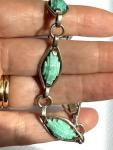 Vintage Art Deco Sterling Silver Green Paste Bracelet