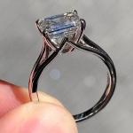 Emerald Cut Moissanite Engagement Ring in White Gold