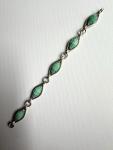 Vintage Art Deco Sterling Silver Green Paste Bracelet