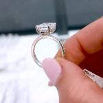 Emerald Cut Moissanite Hidden Halo Engagement Ring