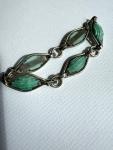 Vintage Art Deco Sterling Silver Green Paste Bracelet