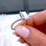 Emerald Cut Moissanite Hidden Halo Engagement Ring