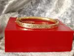 Antique Floral Rolled Gold Bangle with Chain